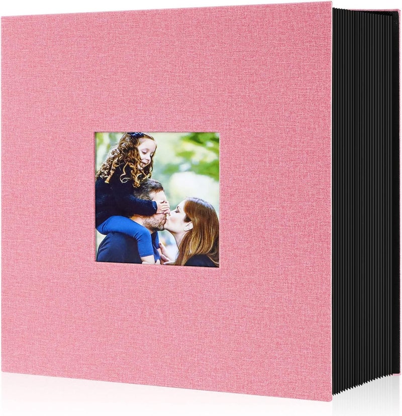 Lanpn Photo Album 10 x 15 cm 600 cm Large Format Linen Fabric Album for Horizontal Photos (Pink) - Image 1