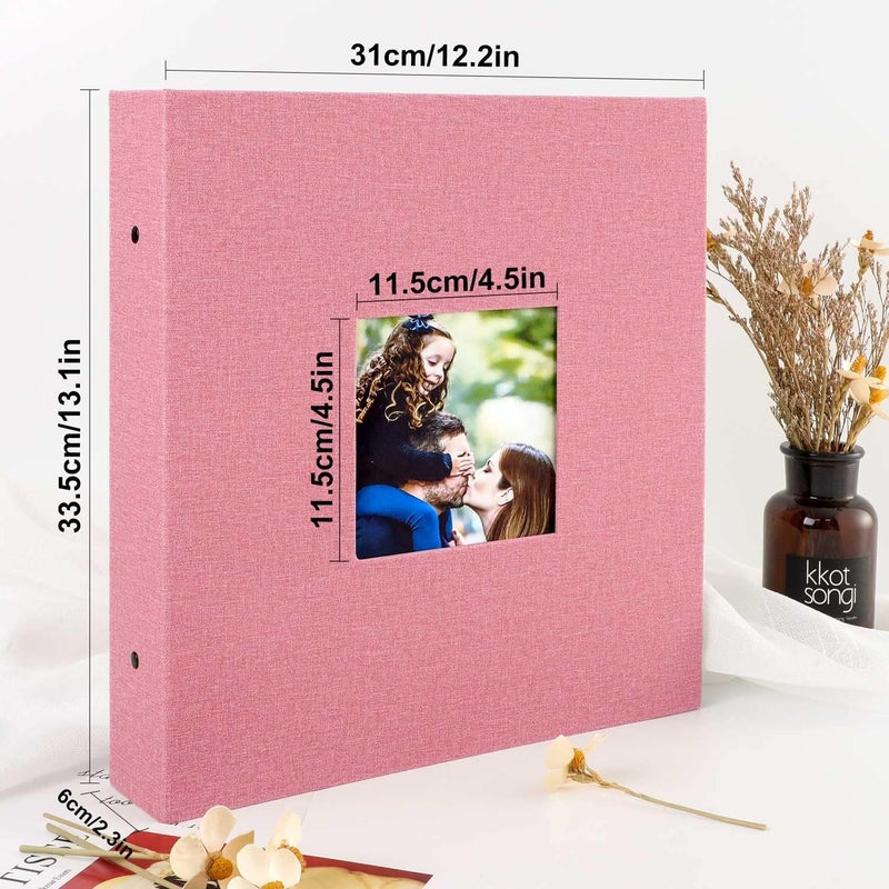 Lanpn Photo Album 10 x 15 cm 600 cm Large Format Linen Fabric Album for Horizontal Photos (Pink) - Image 2