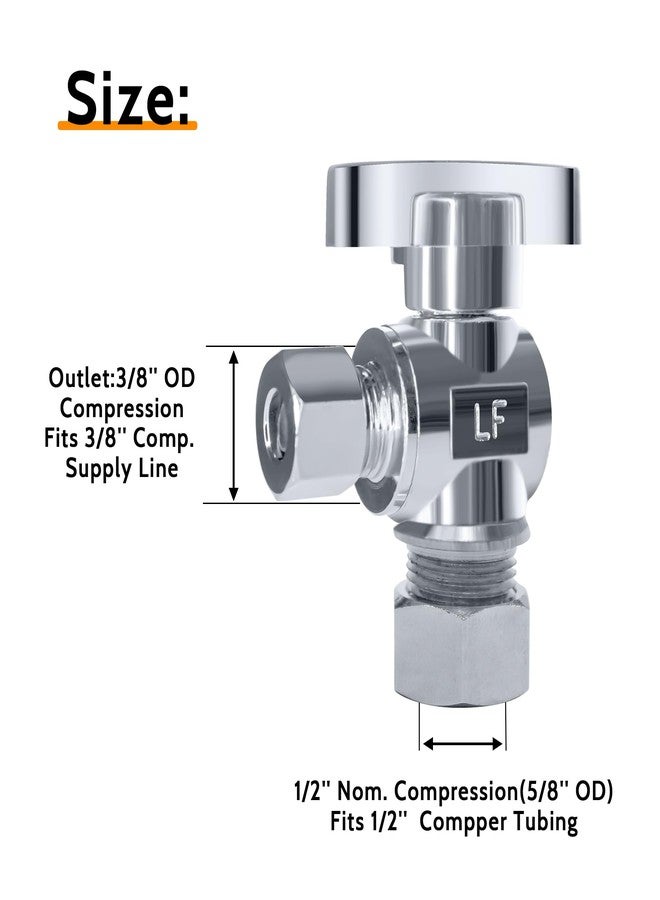 VINTEX 10 Pack Angle Stop Valve 1/2 in. NOM Compression x 3/8 in. OD Compression, 5/8" OD x 3/8" OD Quarter Turn Water Shut Off Valve, Toilet Shut Off Valve,Brass,Chrome - Image 2