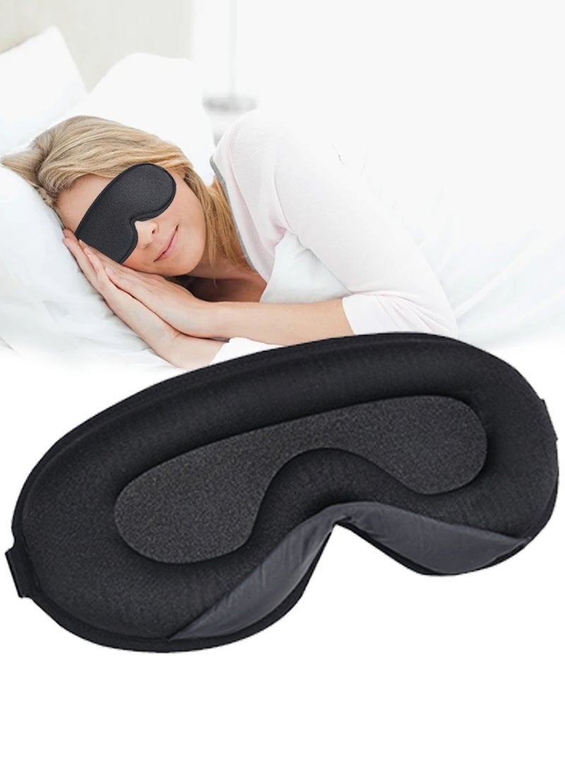 Sleep Mask, 3D Eye Mask for Sleeping, Women Men Side Sleeper, No Eye Pressure 100% Blocking Light Sleeping Mask with Adjustable Strap Blindfold Yoga, Traveling, Nap, Black - Image 1