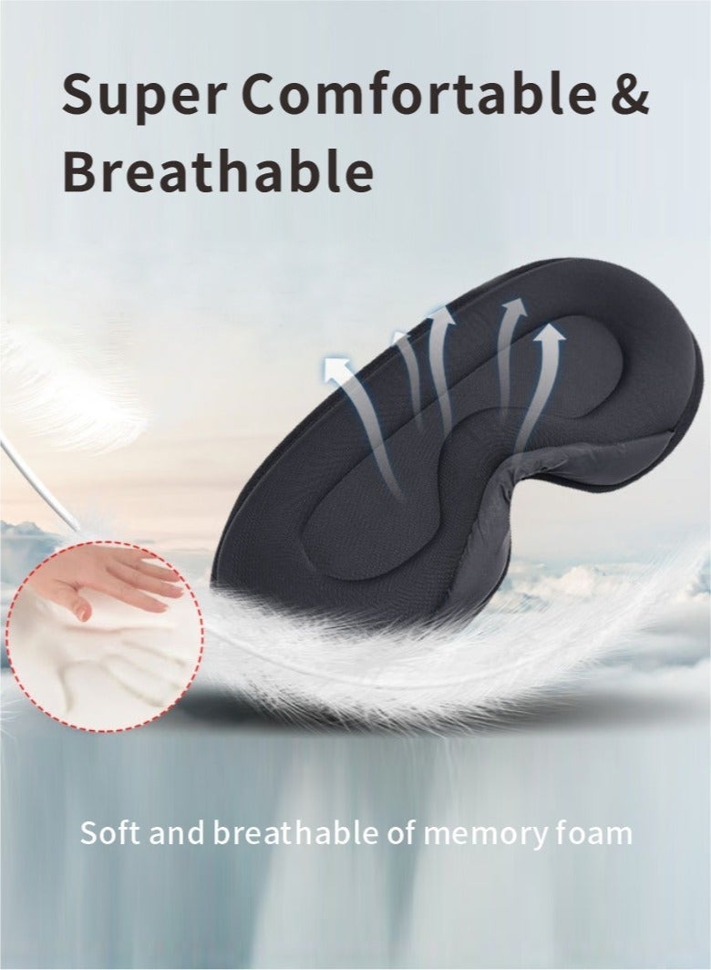 Sleep Mask, 3D Eye Mask for Sleeping, Women Men Side Sleeper, No Eye Pressure 100% Blocking Light Sleeping Mask with Adjustable Strap Blindfold Yoga, Traveling, Nap, Black - Image 3