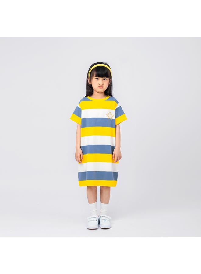 Summer Korean Children's Clothing New Girls Dress Children Embroidery Knitted Short Sleeve T Skirt Girls Princess Skirt 