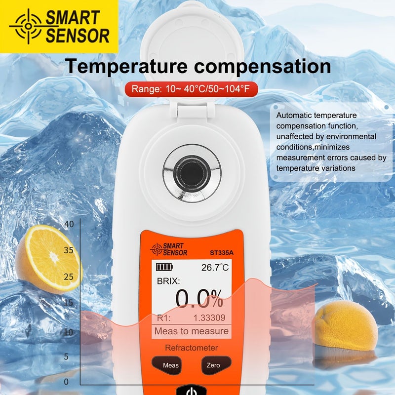 Smart Sensor Digital Refractometer Brix Meter With Temperature And Refractive Index Display For Fruit Cultivation Laboratory Research - Image 1