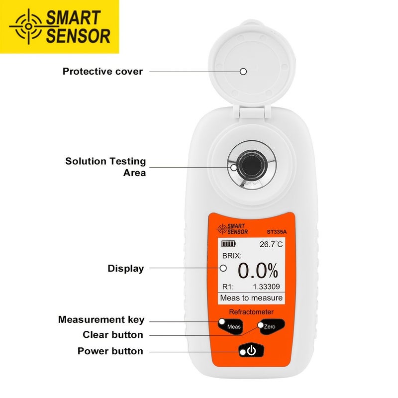 Smart Sensor Digital Refractometer Brix Meter With Temperature And Refractive Index Display For Fruit Cultivation Laboratory Research - Image 4