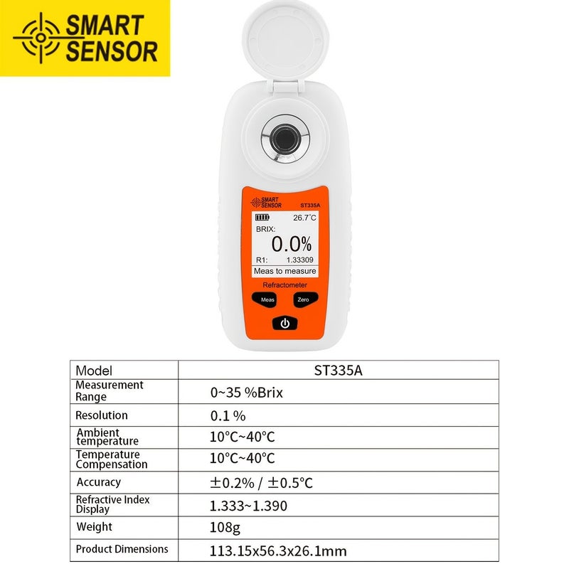 Smart Sensor Digital Refractometer Brix Meter With Temperature And Refractive Index Display For Fruit Cultivation Laboratory Research - Image 5