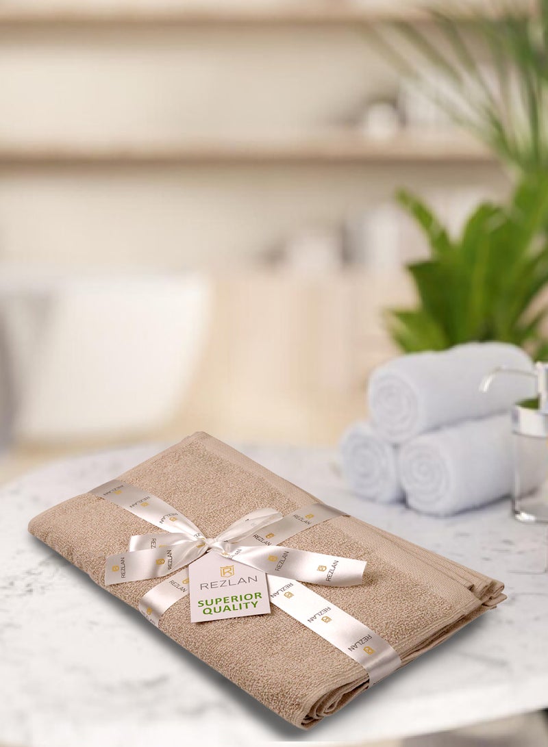 REZLAN UAE REZLAN Premium 6-Piece Washcloth Set - 100% Cotton (30×30 cm/12×12 in) - Exfoliating & Absorbent - SAND - Image 4