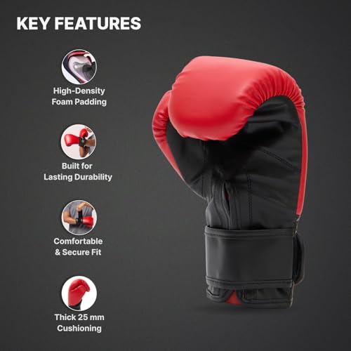 Cult Neo Boxing Gloves 10 OZ – Pro-Style Training Gloves for Sparring, Heavy Bag & Mitt Work – Premium PU Leather, Shock Absorbing Padding, Ergonomic Design with Wrist Support – Black & Red - Image 3