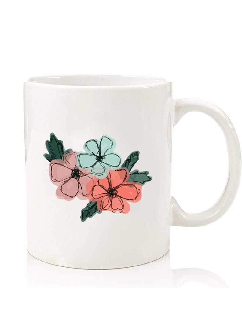 Theodor Premium Quality Two Sided Printed Coffee Mug Tea Cup For Home Office, Kids Men Women Flowers - Image 1