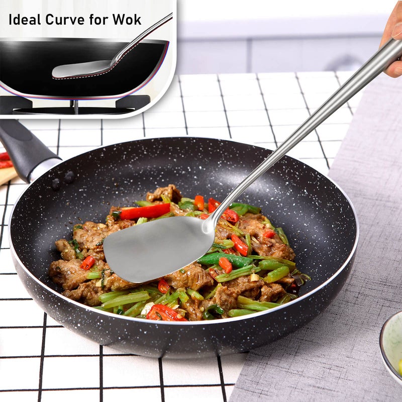 Standcn 17â€ Wok Spatula and Ladle - 304 Stainless Steel Wok Tools Set, 2-Pieces Extra Long Handle Cooking Tools, All Metal Wok Utensils and Wok Accessories for Cast Iron/Carbon Steel Wok - Image 5
