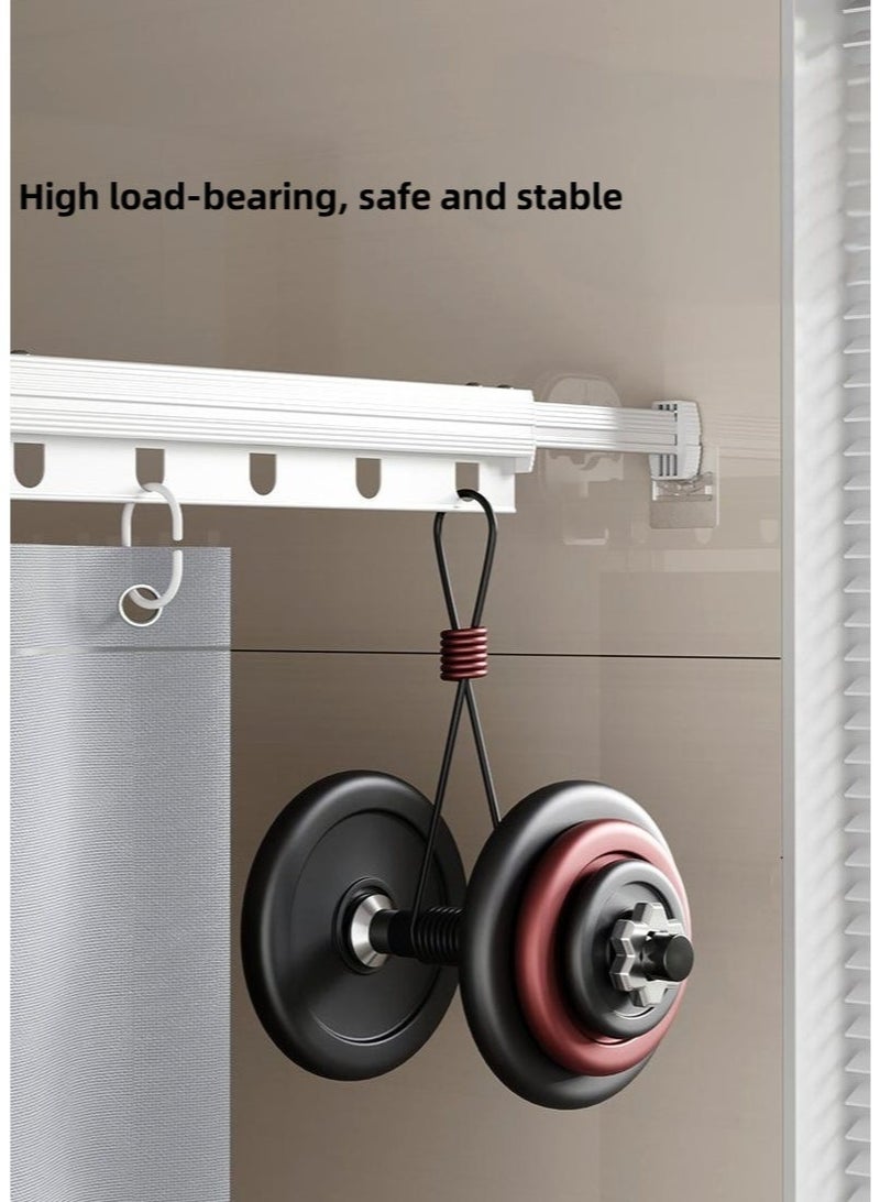 والالا ستارة دش من الكتان قابلة للطي، طقم قضيب دش قابل للتعديل وستارة، ستارة دش قابلة للطي مثبتة على الحائط مع أكواب شفط بدون ثقب للمنزل/الفندق/السيارة الترفيهية - Image 3