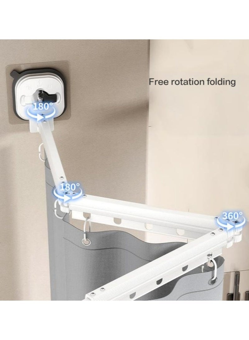 والالا ستارة دش من الكتان قابلة للطي، طقم قضيب دش قابل للتعديل وستارة، ستارة دش قابلة للطي مثبتة على الحائط مع أكواب شفط بدون ثقب للمنزل/الفندق/السيارة الترفيهية - Image 4