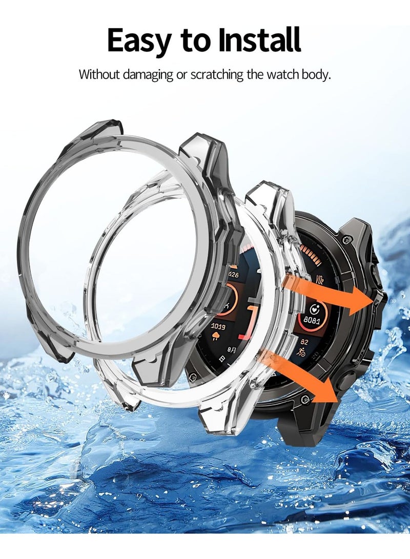 Case for Garmin Fenix 8 51mm Smartwatch Cover All-Round Protection Shockproof Transparency TPU Protective Case Cover for Garmin Fenix 8 51mm Smart Watch Accessories (Transparent) - Image 4