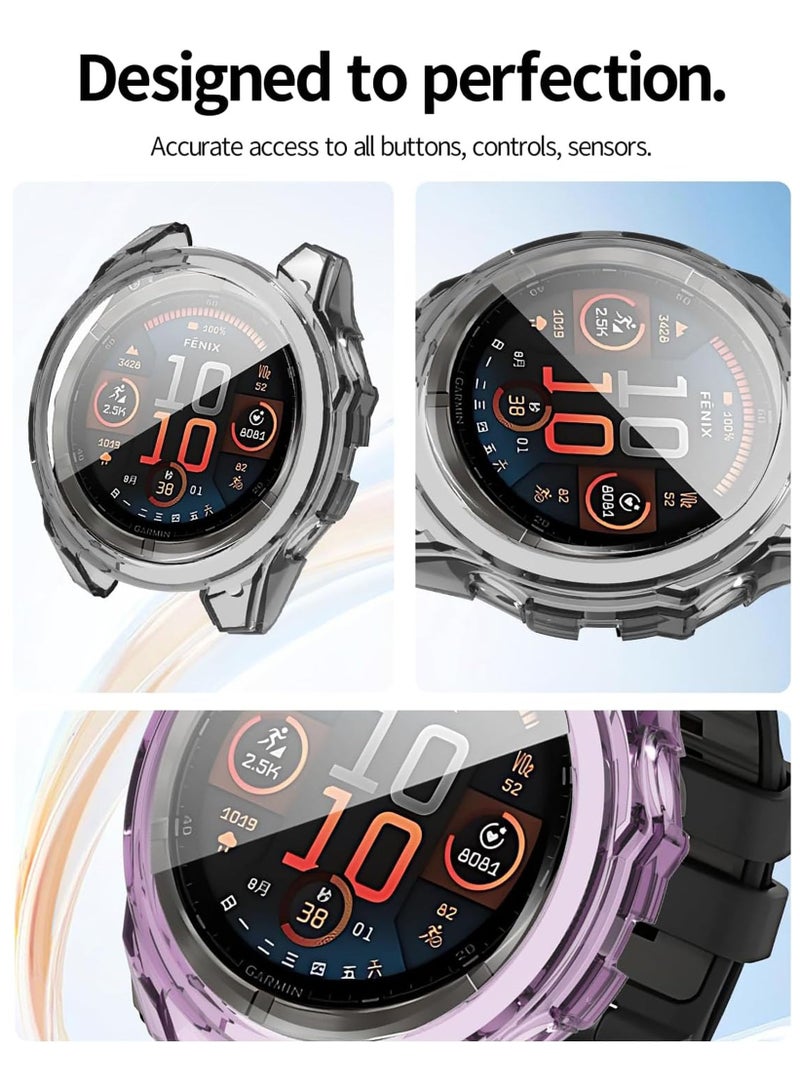 Case for Garmin Fenix 8 51mm Smartwatch Cover All-Round Protection Shockproof Transparency TPU Protective Case Cover for Garmin Fenix 8 51mm Smart Watch Accessories (Transparent) - Image 5