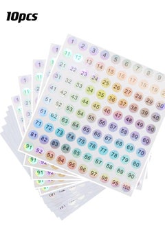 Generic 10 Sheets 1 to 200 Reflective Laser Small Round Consecutive Numbers Stickers Self Adhesive Inventory Storage Organizing Label Stickers Nail Polish Bottle Nail Swatch Sticks，School number stickers  - Image 1
