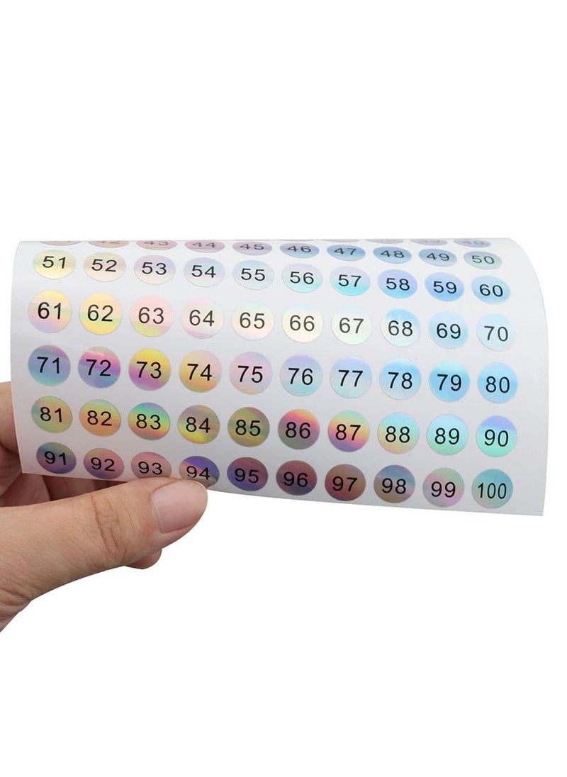 Generic 10 Sheets 1 to 200 Reflective Laser Small Round Consecutive Numbers Stickers Self Adhesive Inventory Storage Organizing Label Stickers Nail Polish Bottle Nail Swatch Sticks，School number stickers  - Image 3