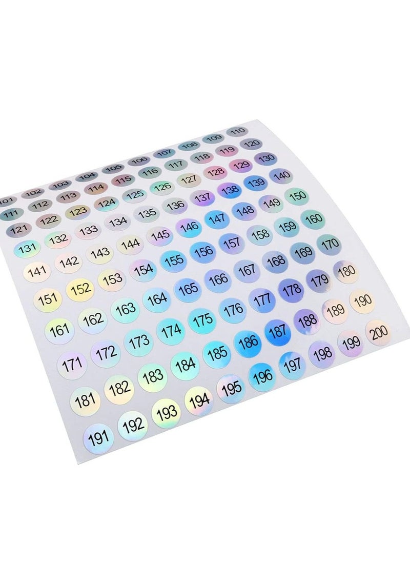 Generic - 10 Sheets 1 to 200 Reflective Laser Small Round Consecutive Numbers Stickers Self Adhesive Inventory Storage Organizing Label Stickers Nail Polish Bottle Nail Swatch Sticks，School number stickers - Image 1