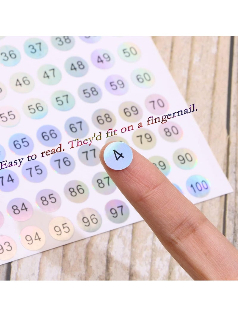 Generic - 10 Sheets 1 to 200 Reflective Laser Small Round Consecutive Numbers Stickers Self Adhesive Inventory Storage Organizing Label Stickers Nail Polish Bottle Nail Swatch Sticks，School number stickers - Image 1