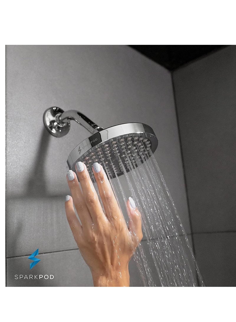 SparkPod Shower Head - High Pressure Rain - Premium Quality Luxury Design - 1-Min Install - Easy Clean Adjustable Replacement for Your Bathroom Shower Heads (Luxury Polished Chrome, 6 Inch Round) - Image 2