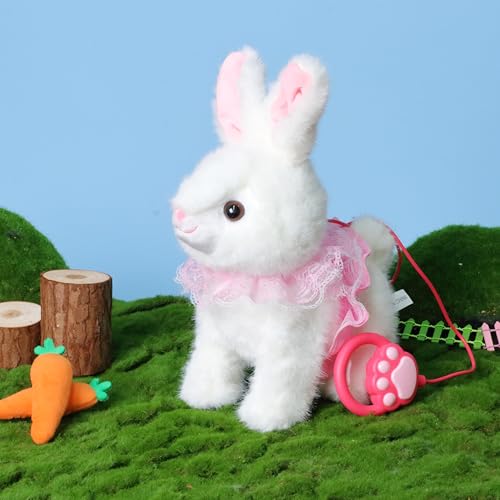 Hopearl Hopping Bunny Interactive Electronic Rabbit Toy Remote Control Leash Animated Pet Repeat What You Said Singing Gifts for Toddlers White 12 - Image 5