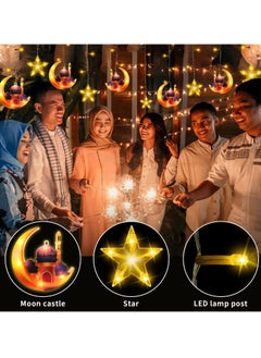 Yoawllty Ramadan Decorations, Ramadan Lights with Battery Case, Star Moon Hanging Lights for Home Decorations(5 Star Lights and 5 Moon Castle Lights)  - Image 4