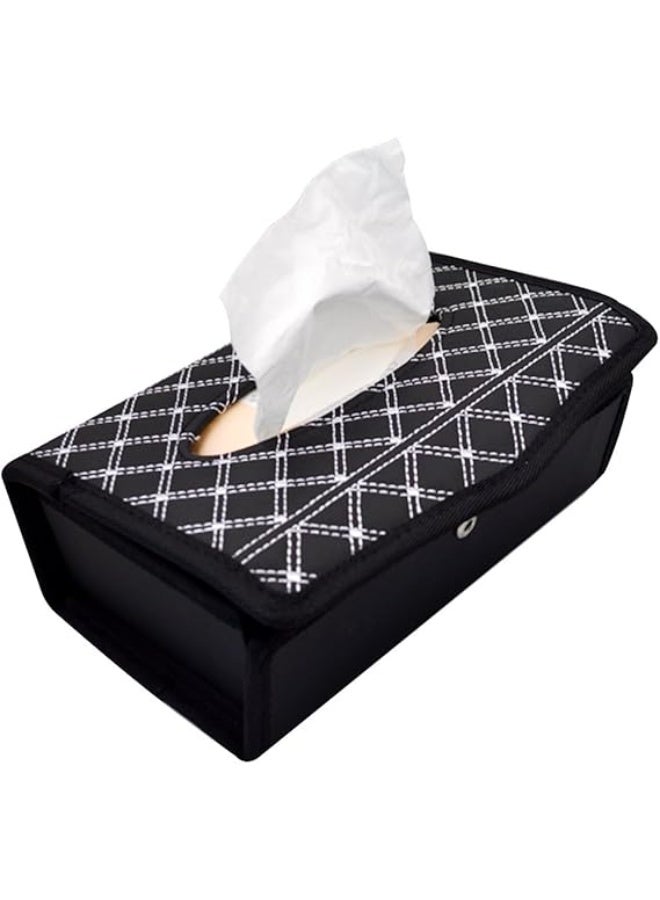 سي جي اس حامل مناديل قابل للطي من الجلد الصناعي للسيارة، مناسب للمنزل والمكتب. - Image 1