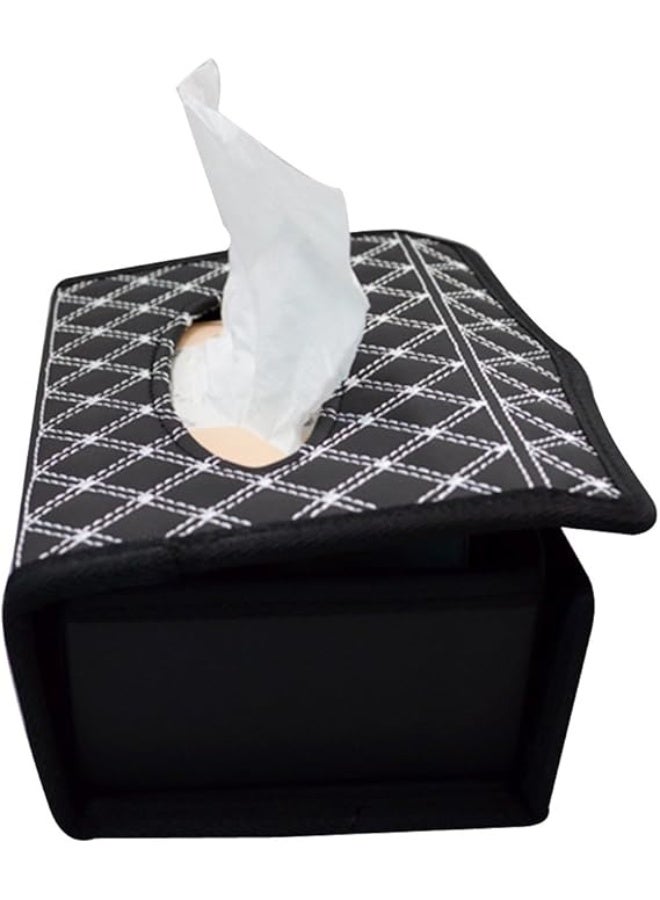 سي جي اس حامل مناديل قابل للطي من الجلد الصناعي للسيارة، مناسب للمنزل والمكتب. - Image 3