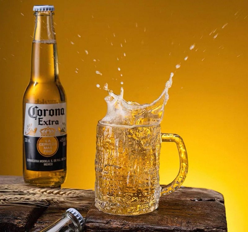 Generic Glass Beer Mugs Set, 440ml Capacity, Textured Design, 2-Piece Set, .rom - Image 3