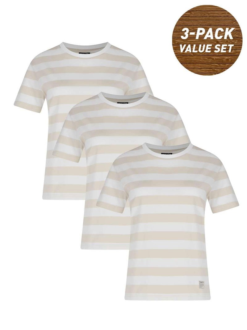Termit Women's 3-Pack T-Shirts – Striped Design, Comfortable Cotton Fabric, Relaxed Fit, Perfect for Active Days & Everyday Wear - Image 2