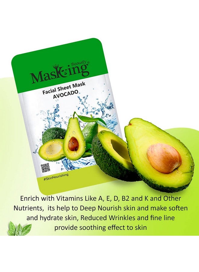 MasKing Beauty Facial Sheet Mask with Real Extract of Kiwi, Avocado, Potato, Green Tea & Honey for Skin Lightening, Nourishing, Lightening, Hydrating & Glowing for Women & Men, 100ml (Combo Of 5) - Image 3