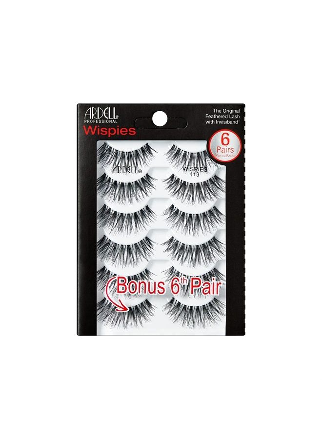 ARDELL Wispies 113 Black, 6 Pairs x 1 Pack - Image 1
