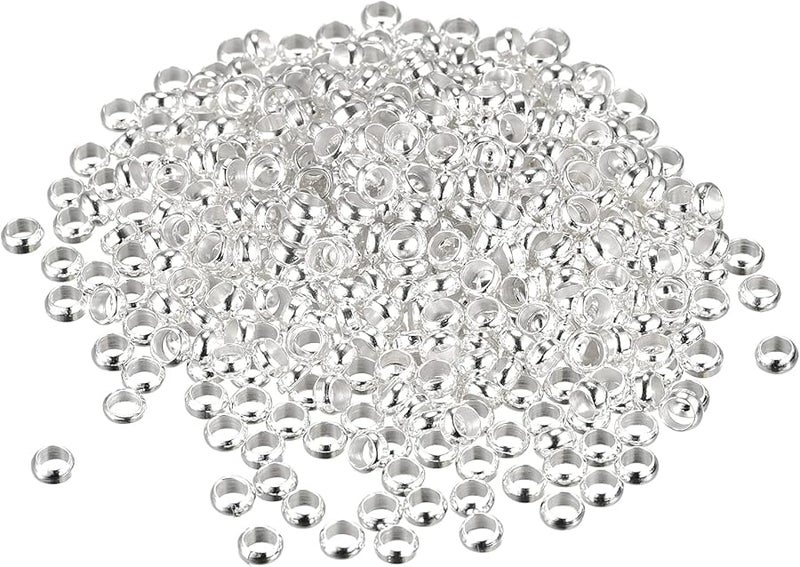 Silver Tone 4mm Round Crimp Beads 500Pcs Jewelry Making Bracelet DIY Spacers - Image 1