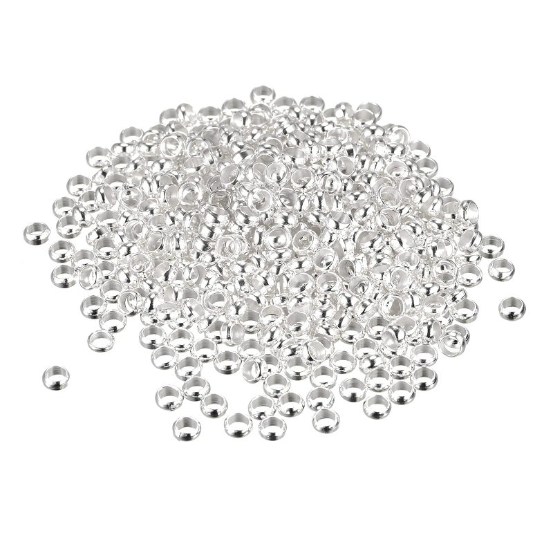 Silver Tone 4mm Round Crimp Beads 500Pcs Jewelry Making Bracelet DIY Spacers - Image 2
