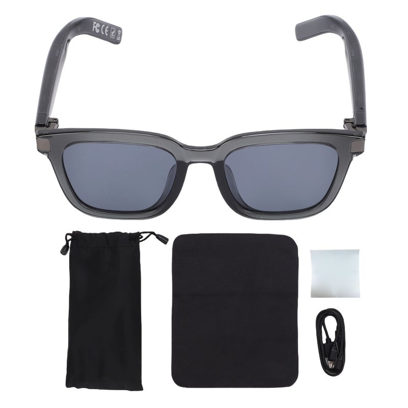 Smart Sunglasses AI Translator Bluetooth Music Call Semi Transparent Gray Frame Smart Glasses for Travel - Image 1