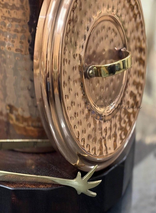 PURI Bartanwala - Ariel Ice Bucket - Stainless Steel Double Wall with Insert/Hammered Copper Plated/with Brass Tong - Image 3