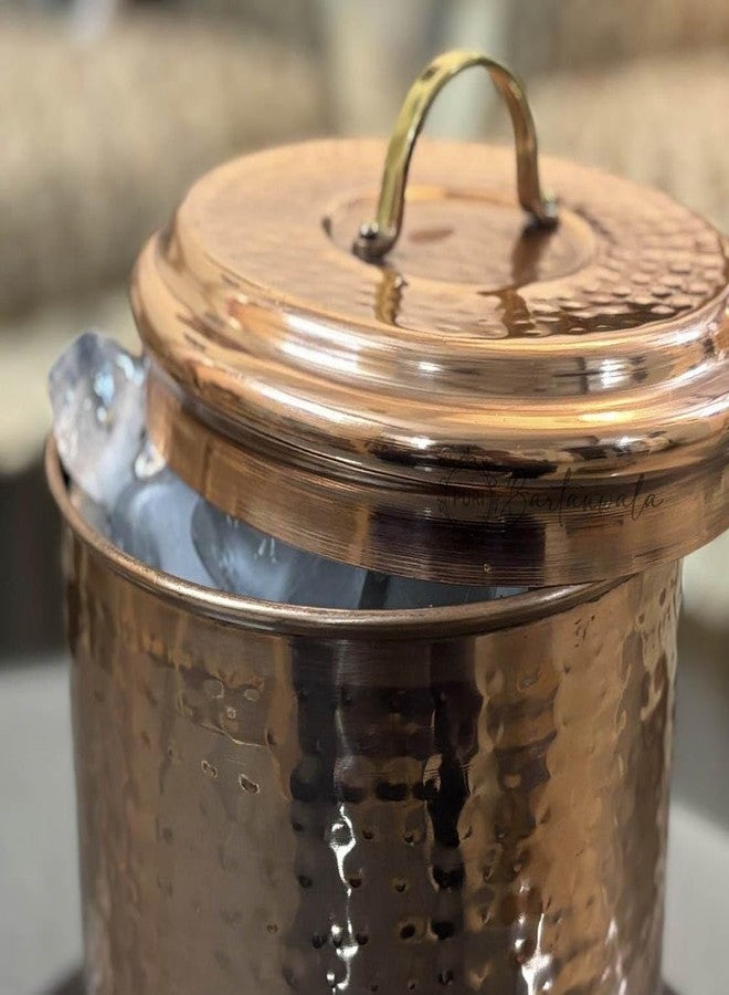 PURI Bartanwala - Ariel Ice Bucket - Stainless Steel Double Wall with Insert/Hammered Copper Plated/with Brass Tong - Image 2