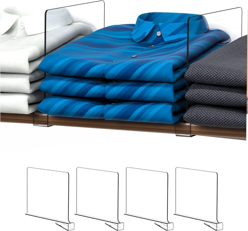 Clear Acrylic Shelf Dividers for Closets - Set of 4 - Image 1