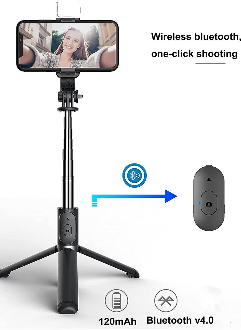 ELTRAZONE - Portable Selfie Stick Tripod with Light with Detachable Bluetooth Remote,41 Inch Extendable Tripod Compatible with IPhone 13 Pro/12/11 Pro/Max/XS/XR/X and Samsung Galaxy S10/S9 Plus - Image 1