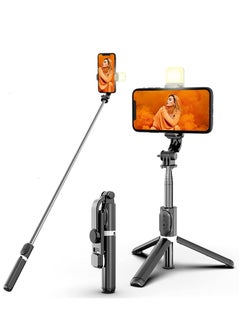Portable Selfie Stick Tripod with Light with Detachable Bluetooth Remote,41 Inch Extendable Tripod Compatible with IPhone 13 Pro/12/11 Pro/Max/XS/XR/X and Samsung Galaxy S10/S9 Plus