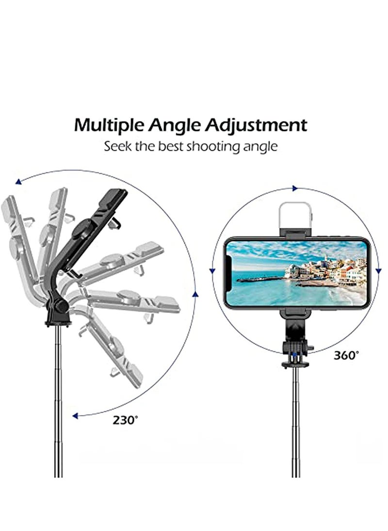 ELTRAZONE - Portable Selfie Stick Tripod with Light with Detachable Bluetooth Remote,41 Inch Extendable Tripod Compatible with IPhone 13 Pro/12/11 Pro/Max/XS/XR/X and Samsung Galaxy S10/S9 Plus - Image 1