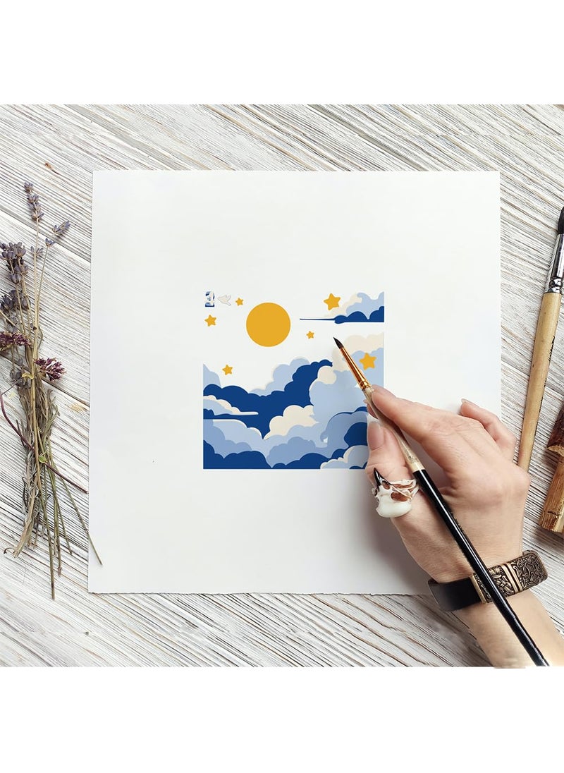 FINGERINSPIRE FINGERINSPIRE 4 Pcs Layered Clouds Painting Stencil 4 Styles 5.9x5.9" PET Clouds Sun Star Pattern Spraying Stencils Reusable Sky View Drawing Stencil Fantasy Themes Decor Template for Wood Floor Wall  - Image 4