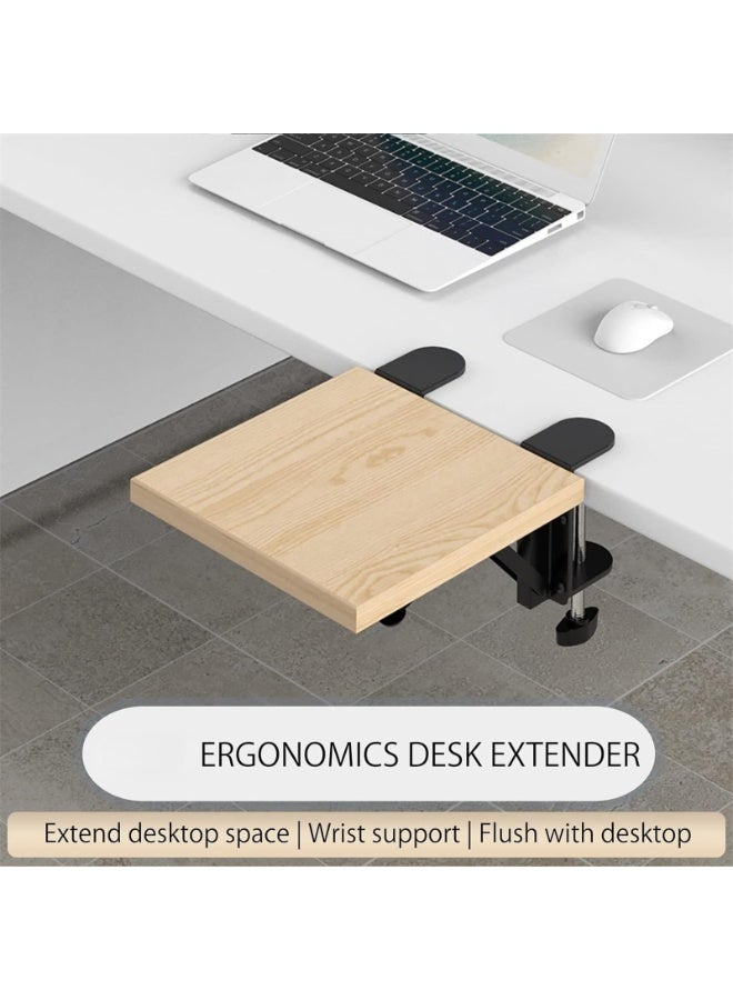 Ergonomics Desk Extender Tray, 9.5"x9.1" Punch-Free Clamp on, Foldable Keyboard Drawer Tray, Table Mount Arm Wrist Rest Shelf, Computer Elbow Arm Support (Color : MAPLE) - Image 4