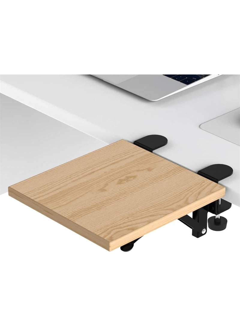 Ergonomics Desk Extender Tray, 9.5"x9.1" Punch-Free Clamp on, Foldable Keyboard Drawer Tray, Table Mount Arm Wrist Rest Shelf, Computer Elbow Arm Support (Color : MAPLE) - Image 1