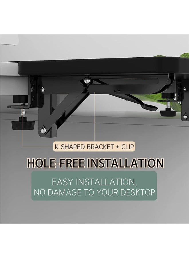 Ergonomics Desk Extender Tray, 9.5"x9.1" Punch-Free Clamp on, Foldable Keyboard Drawer Tray, Table Mount Arm Wrist Rest Shelf, Computer Elbow Arm Support (Color : MAPLE) - Image 2
