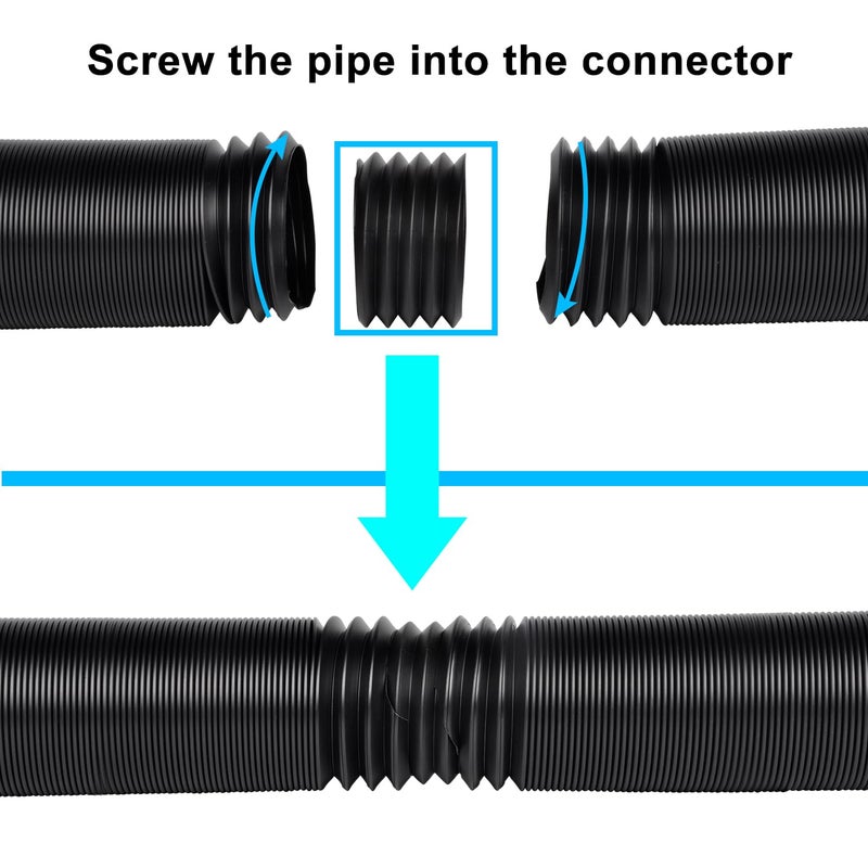 Prestantious Extra Extension Flexible Pipe for Ours 3.1" OD Downspout Extender, 2.6 inches ID, 3.1 inches OD, Stretched Length 6.6ft, Black - Image 3