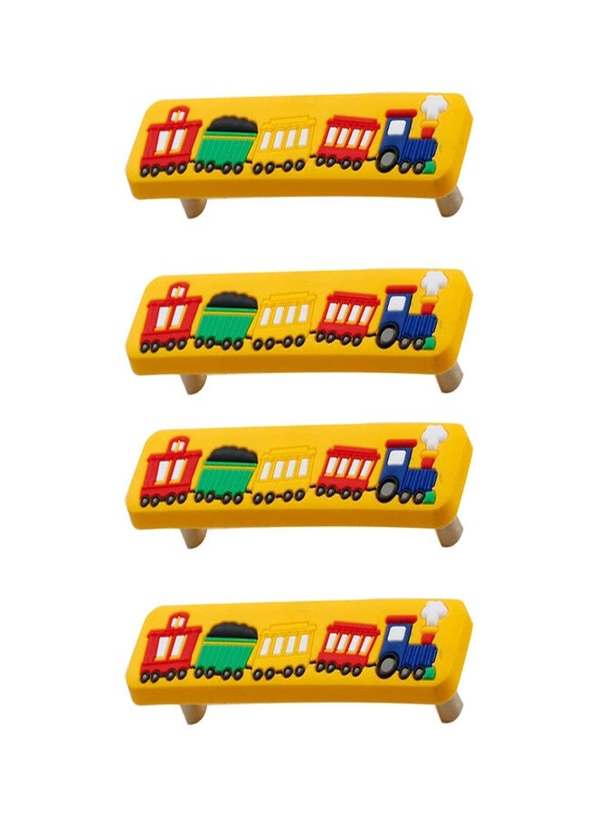 Skyscraper Soft Rubber 96mm Knobs for Kids Girls Boys Cabinet Handle pulls Drawer Knobs for Kids Room Cabinets Closets Toy Organizer Box Bookcase 4pcs/Set (Train) - Image 1