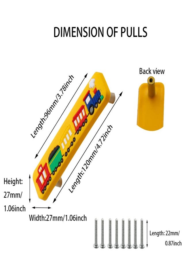 Skyscraper Soft Rubber 96mm Knobs for Kids Girls Boys Cabinet Handle pulls Drawer Knobs for Kids Room Cabinets Closets Toy Organizer Box Bookcase 4pcs/Set (Train) - Image 2