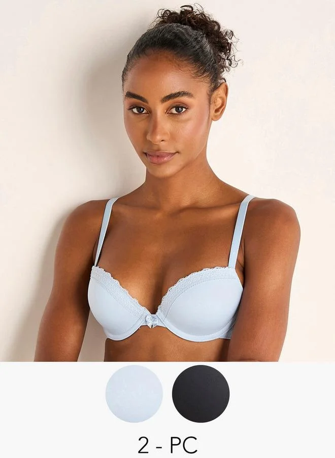 Splash FAV Set of 2 - Laced Plunge Bra with Hook and Eye Closure