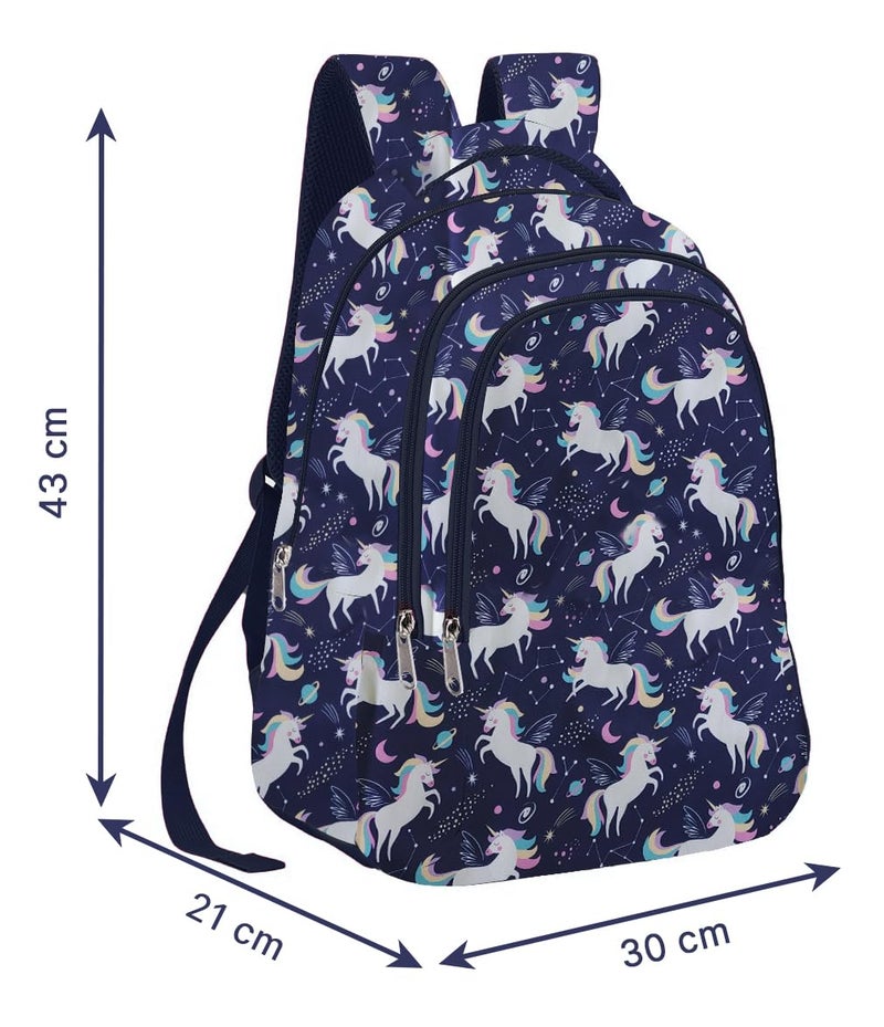 Frantic Waterproof Polyester 26 L 3 Compartment School Backpack with Pencil/Staionery Pouch School Bag Daypack Picnic Bag For School Going Boys & Girls (Blue_Flying_Unicorn_A) - Image 4