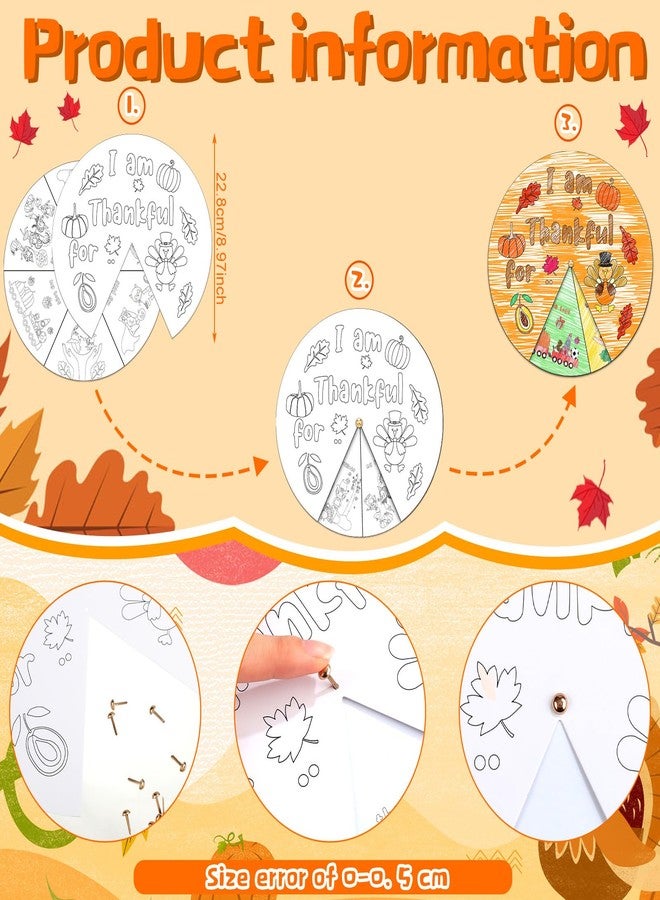 Jinei 12 Sets DIY Thanksgiving Craft Kit for Kids Color Your Own I Am Thankful for Wheel Craft Kit Thanksgiving Sunday School Painting Home Set for Fun Holiday Activities - Image 2