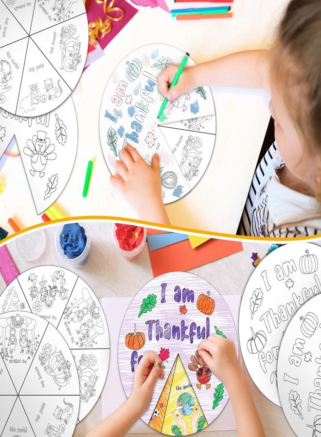 Jinei 12 Sets DIY Thanksgiving Craft Kit for Kids Color Your Own I Am Thankful for Wheel Craft Kit Thanksgiving Sunday School Painting Home Set for Fun Holiday Activities - Image 4